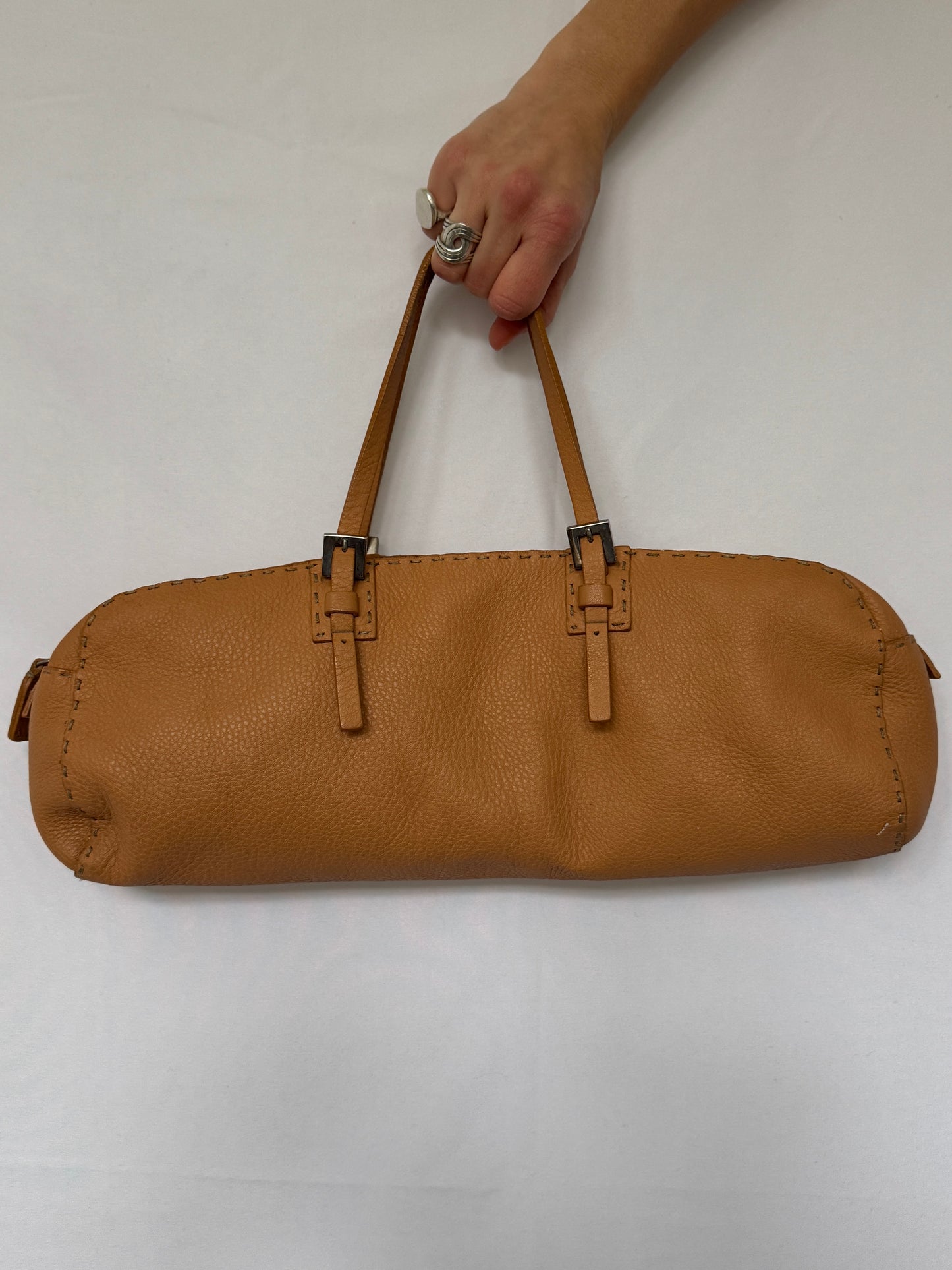 Fendi Selleria “Bassotto” Tan Leather Barrel Bag