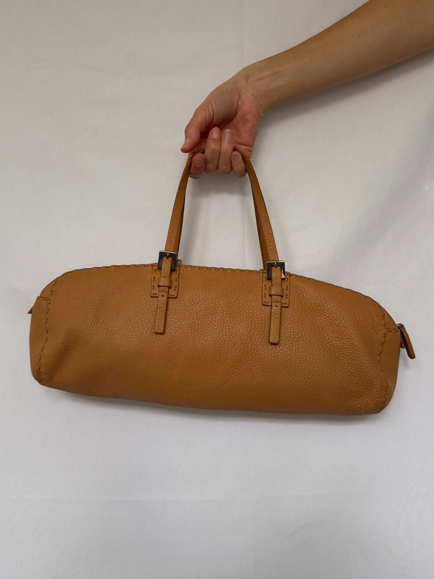 Fendi Selleria “Bassotto” Tan Leather Barrel Bag