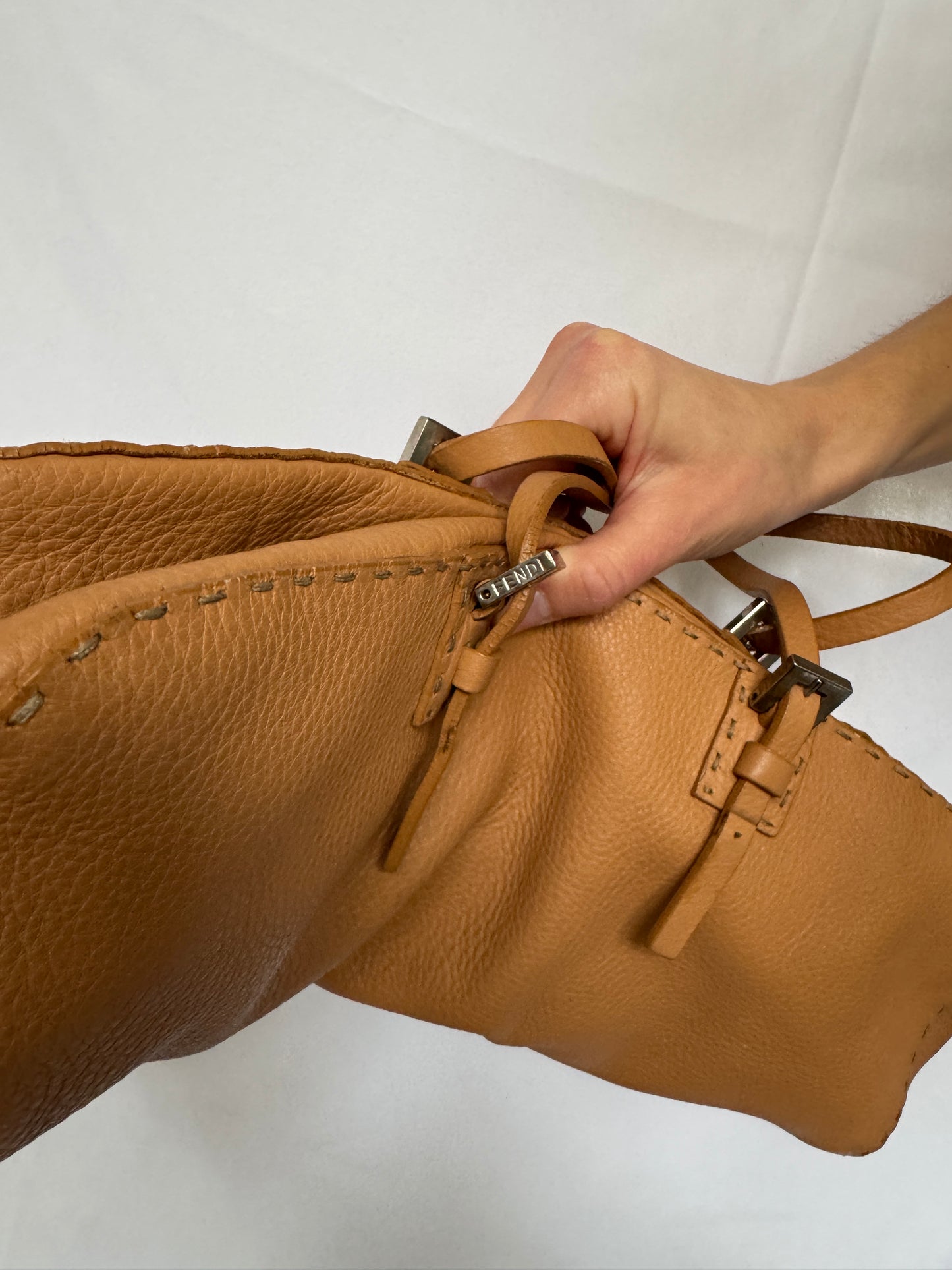 Fendi Selleria “Bassotto” Tan Leather Barrel Bag