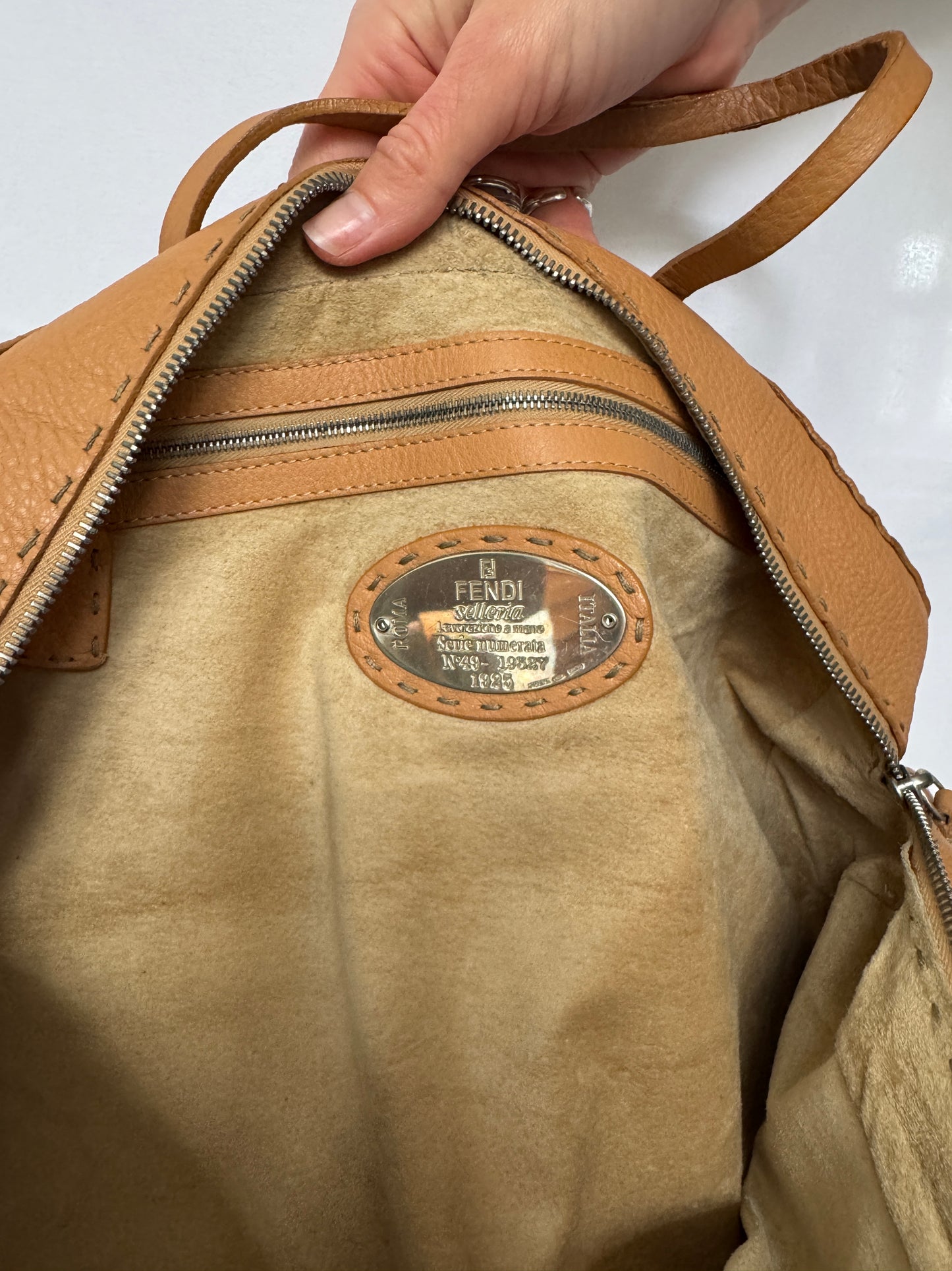 Fendi Selleria “Bassotto” Tan Leather Barrel Bag