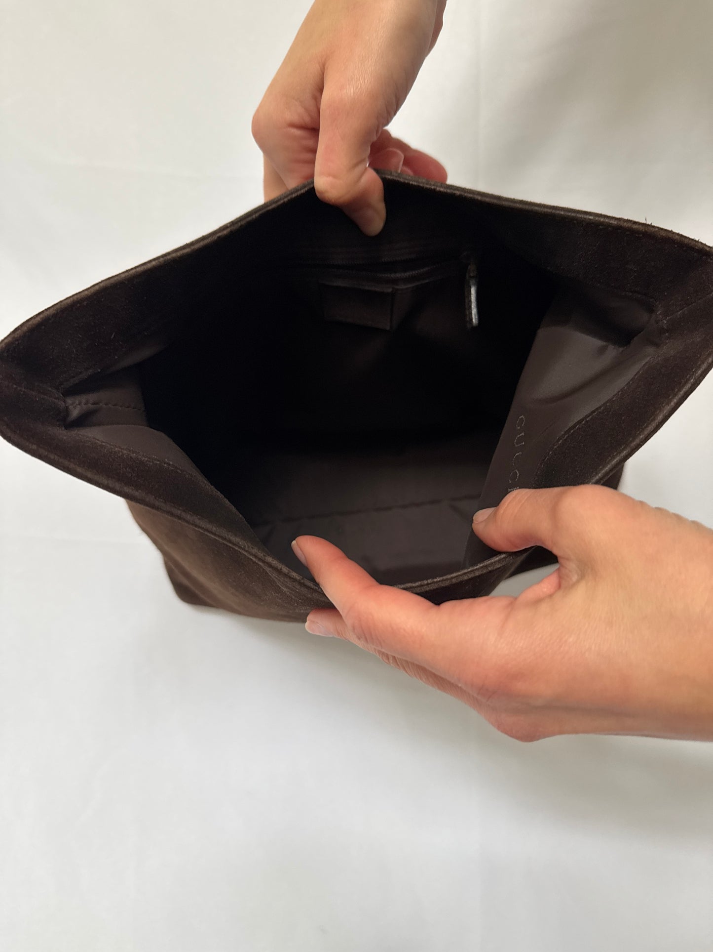 Gucci Bamboo Handle Suede Shoulder Bag