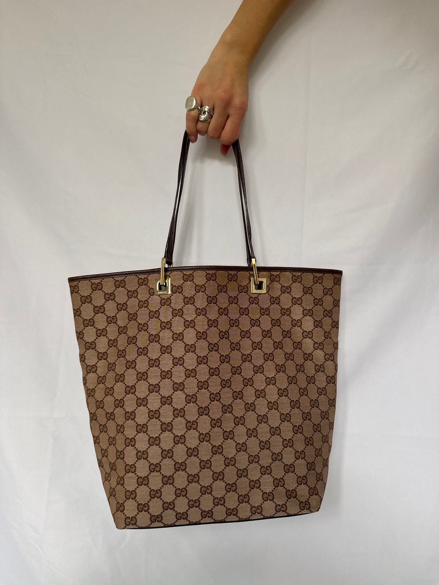 Gucci GG Canvas Tote with Gold Hardware — Early 2000s