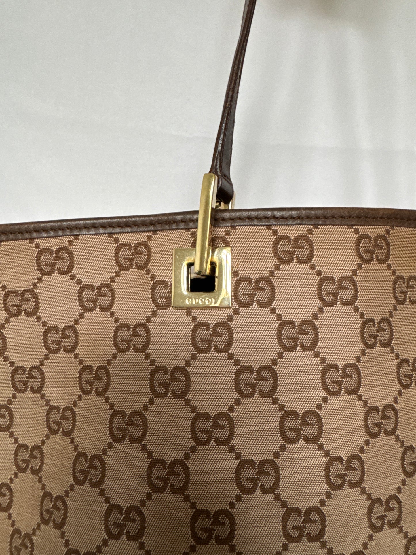 Gucci GG Canvas Tote with Gold Hardware — Early 2000s