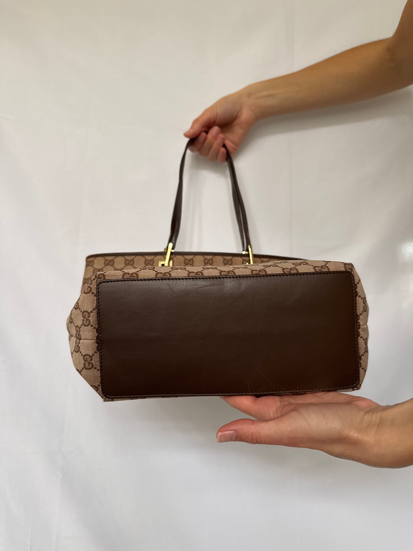 Gucci GG Canvas Tote with Gold Hardware — Early 2000s