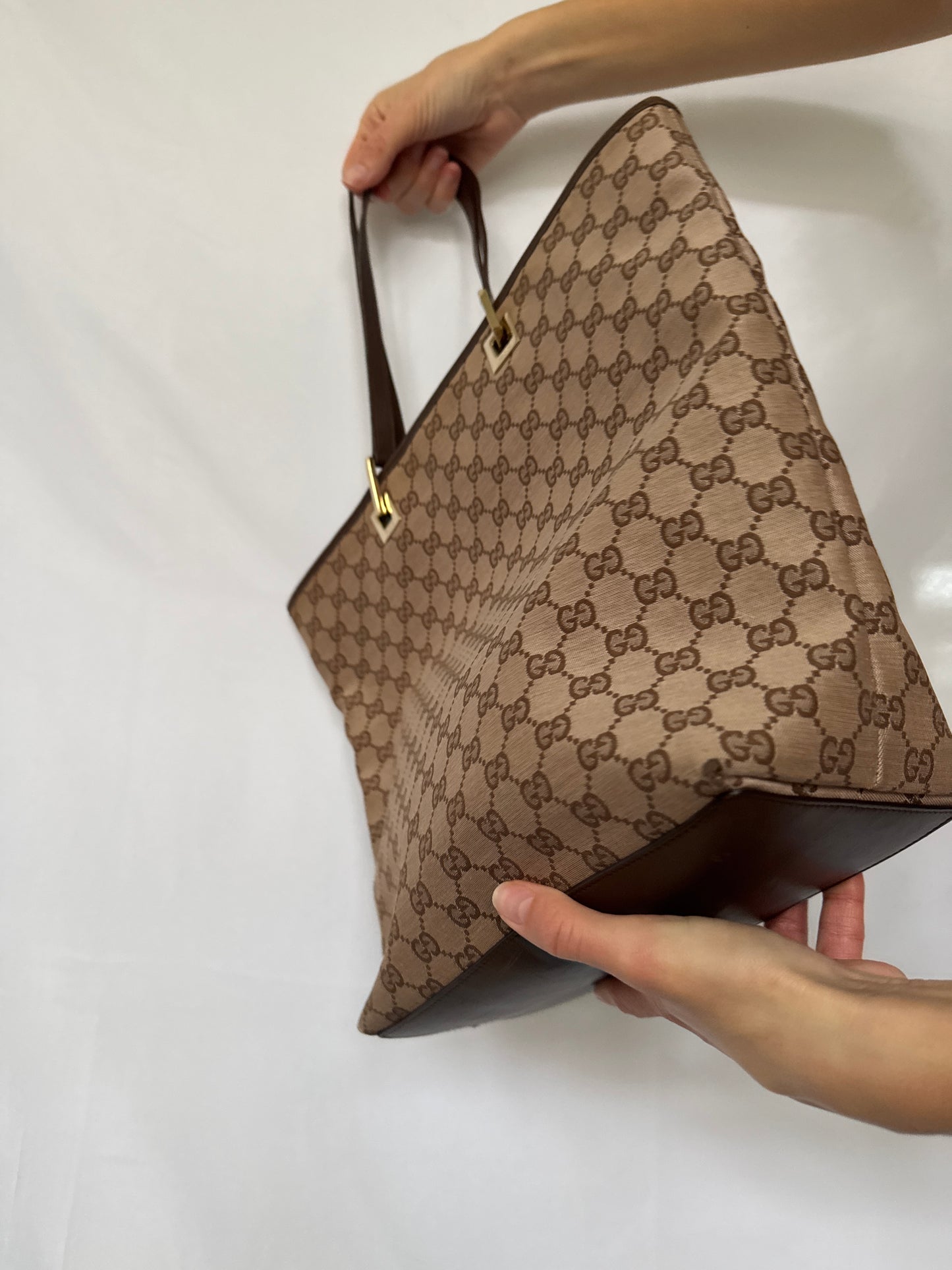 Gucci GG Canvas Tote with Gold Hardware — Early 2000s