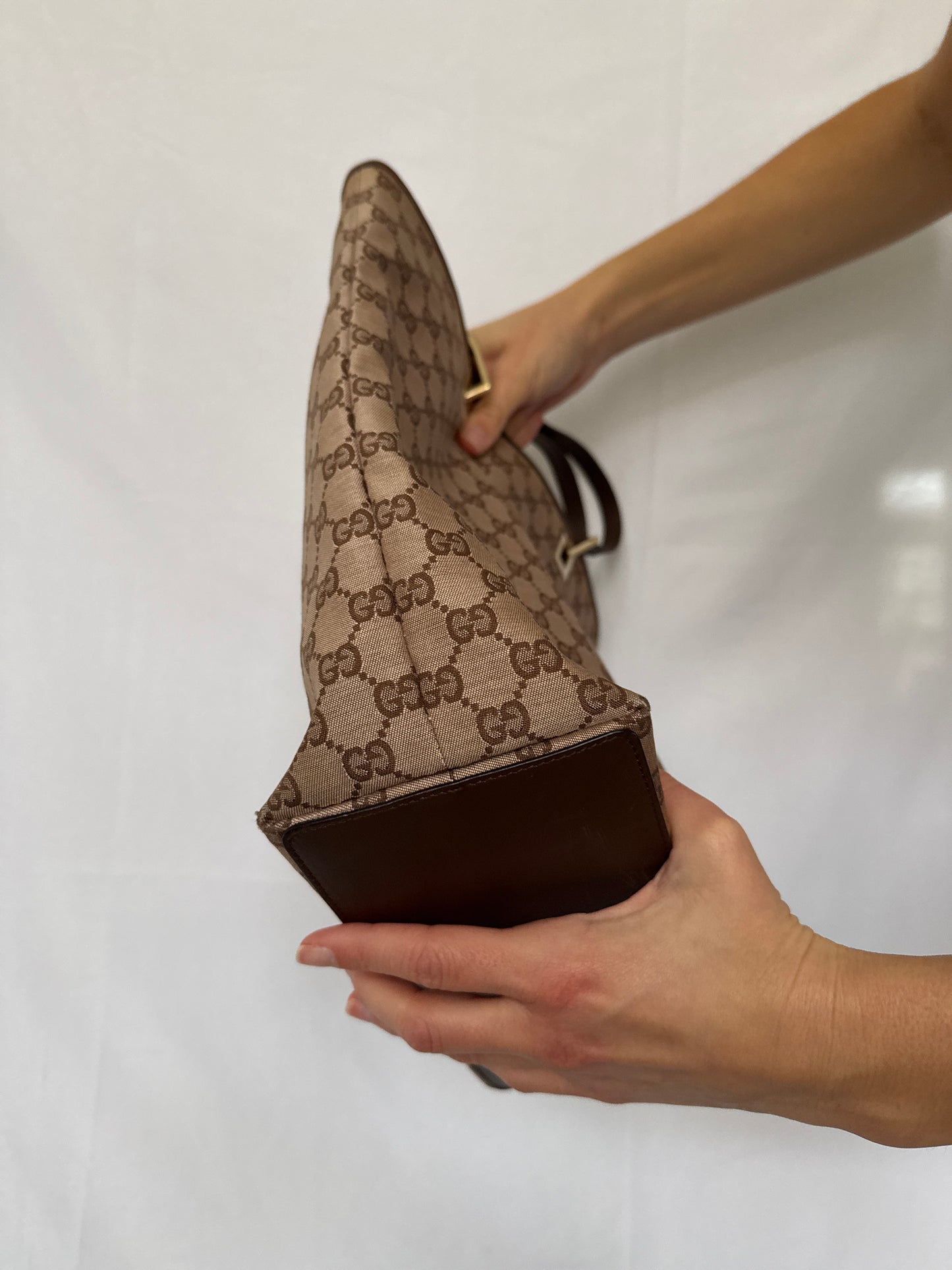 Gucci GG Canvas Tote with Gold Hardware — Early 2000s