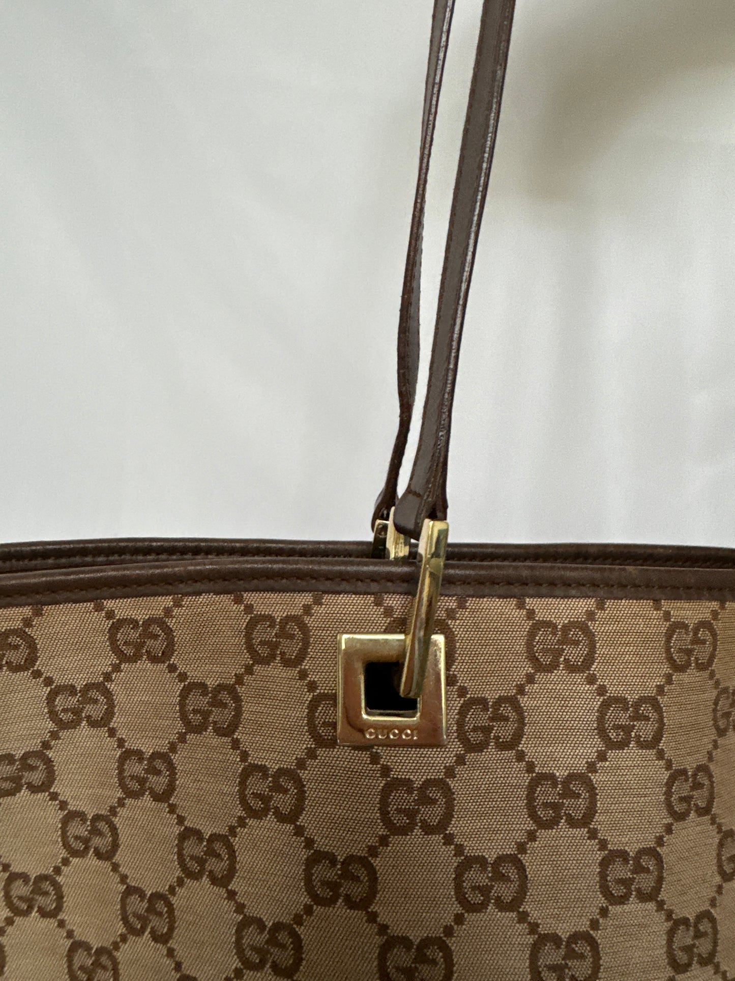 Gucci GG Canvas Tote with Gold Hardware — Early 2000s