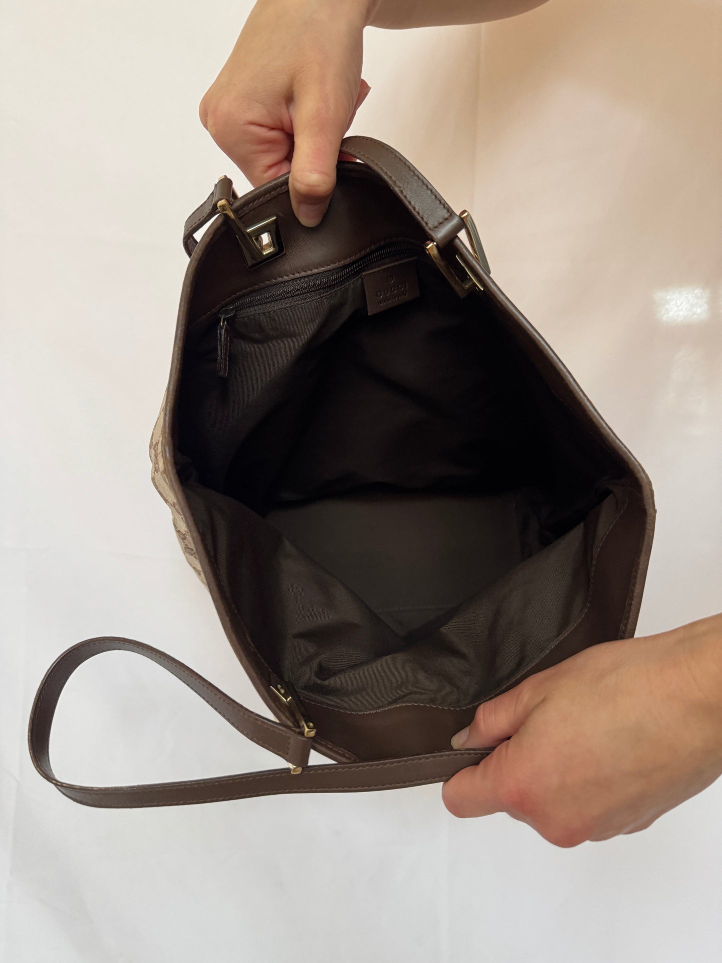 Gucci GG Canvas Tote with Gold Hardware — Early 2000s