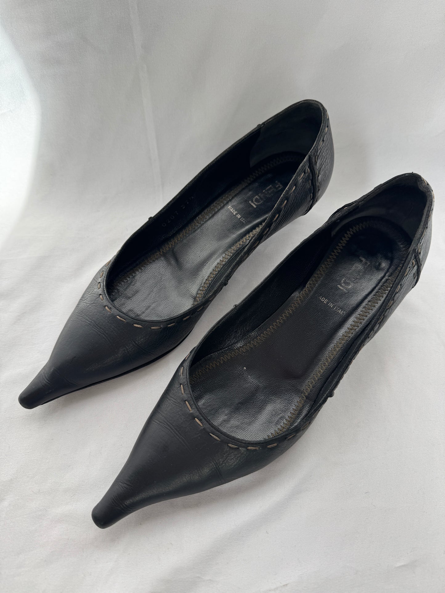 Fendi “Selleria” Pointed Kitten Heels 37.5
