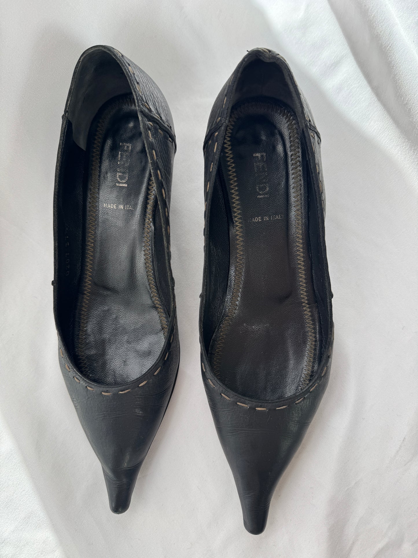 Fendi “Selleria” Pointed Kitten Heels 37.5