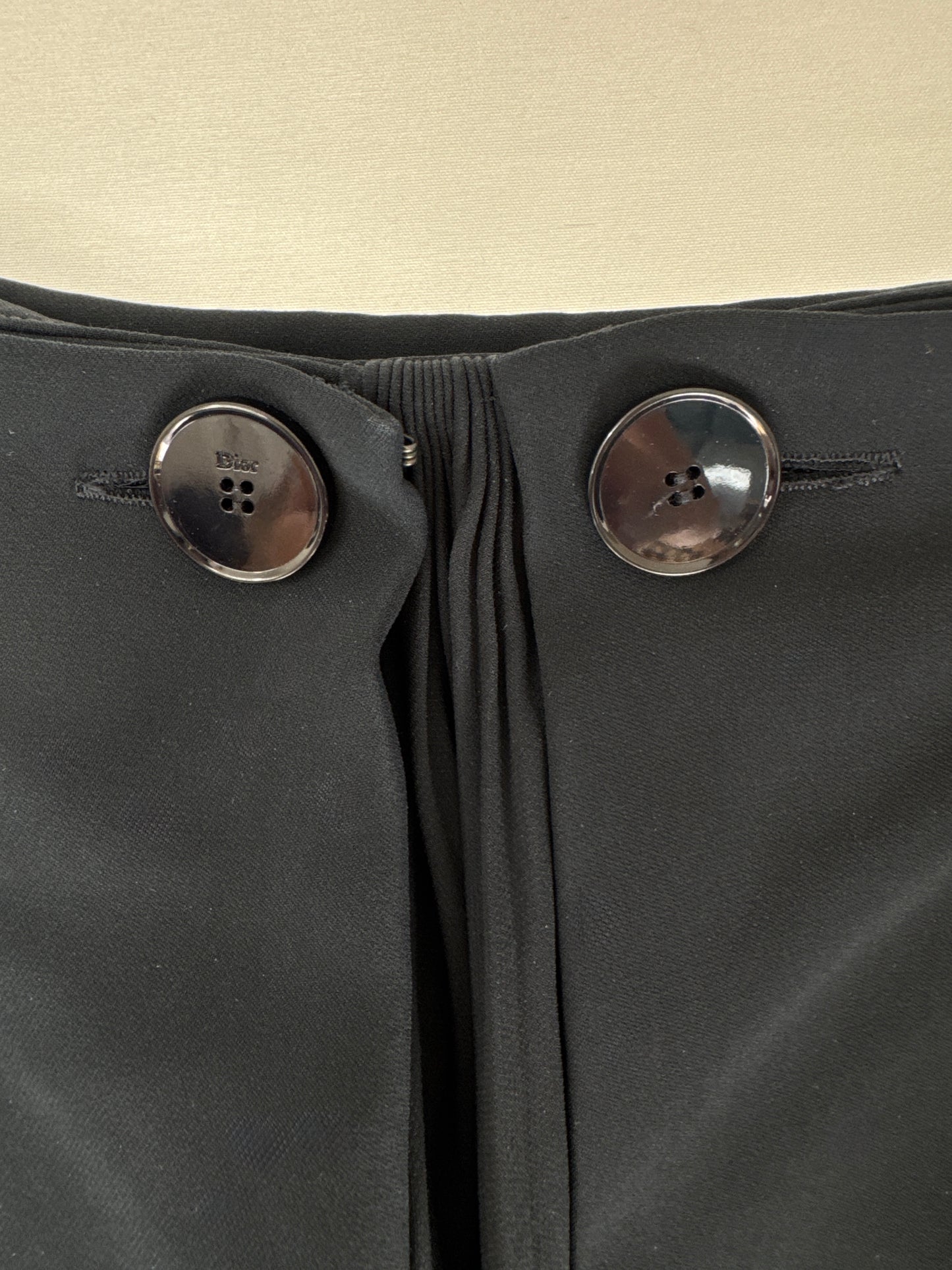 Christian Dior Dark Navy Silk Asymmetric Pleated Mini Skirt