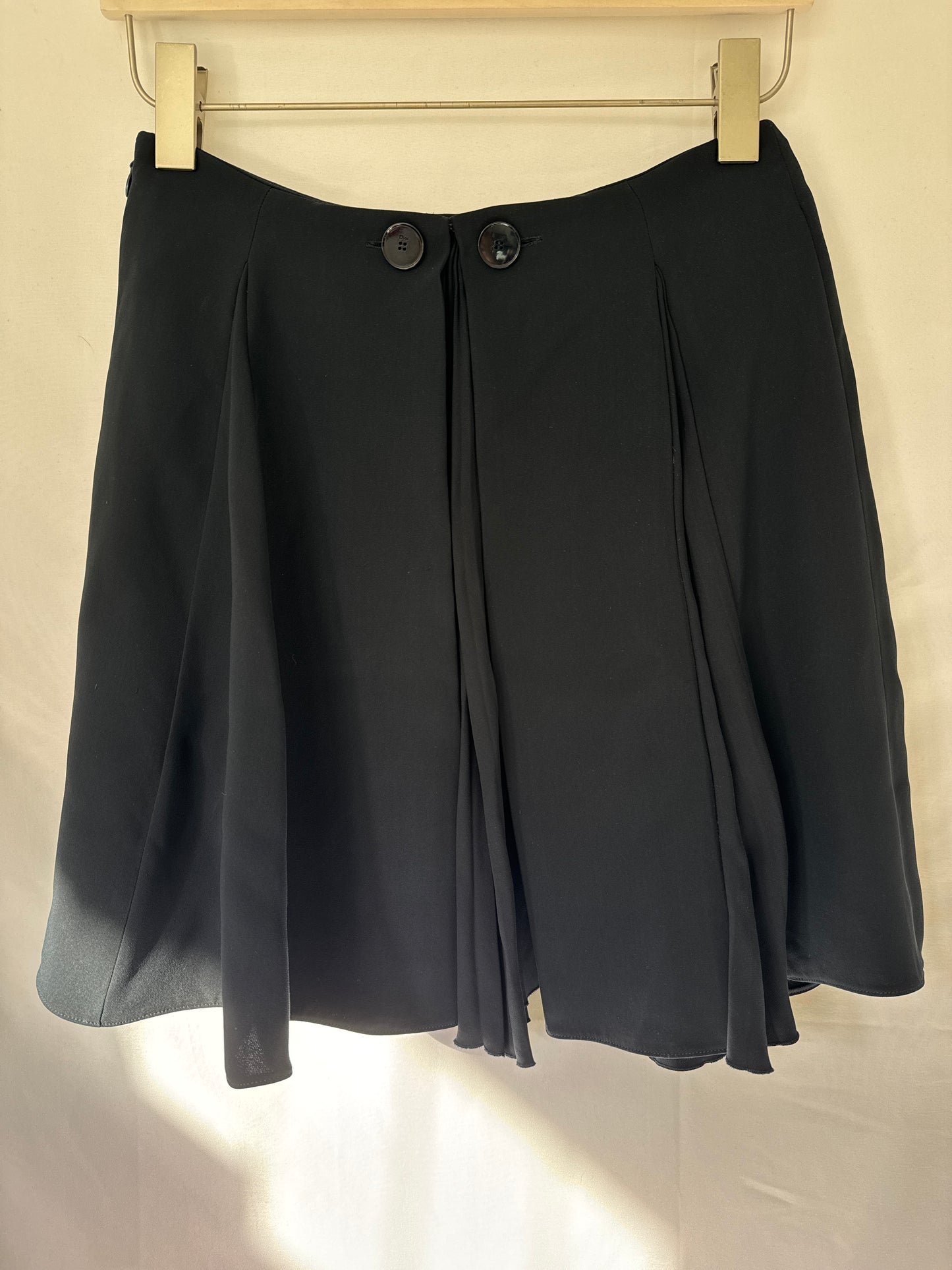 Christian Dior Dark Navy Silk Asymmetric Pleated Mini Skirt