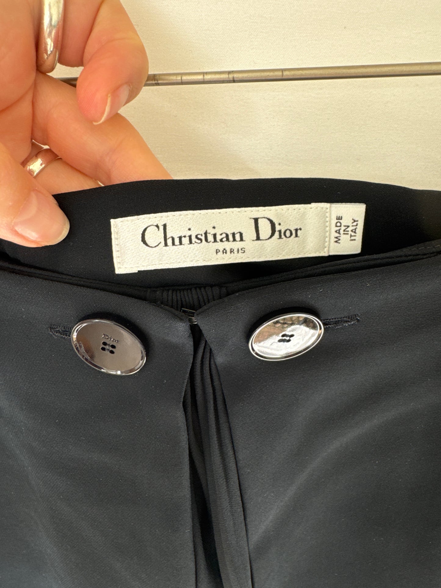 Christian Dior Dark Navy Silk Asymmetric Pleated Mini Skirt