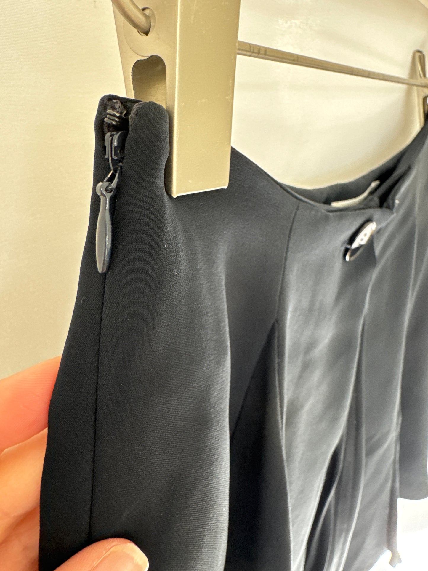 Christian Dior Dark Navy Silk Asymmetric Pleated Mini Skirt