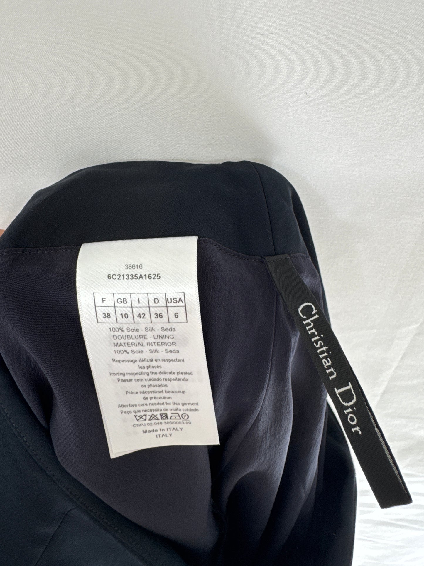 Christian Dior Dark Navy Silk Asymmetric Pleated Mini Skirt