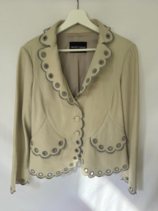 Emporio Armani Scalloped Leather Jacket