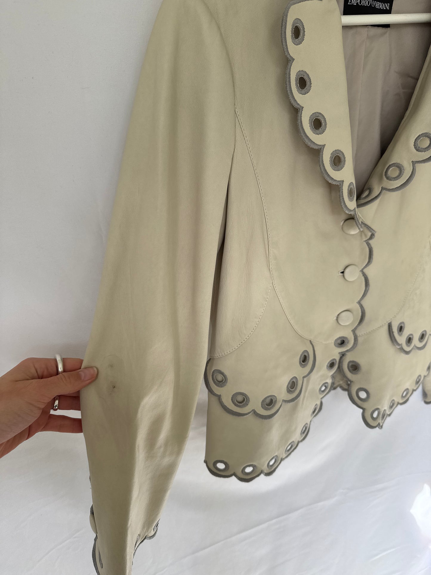 Emporio Armani Scalloped Leather Jacket