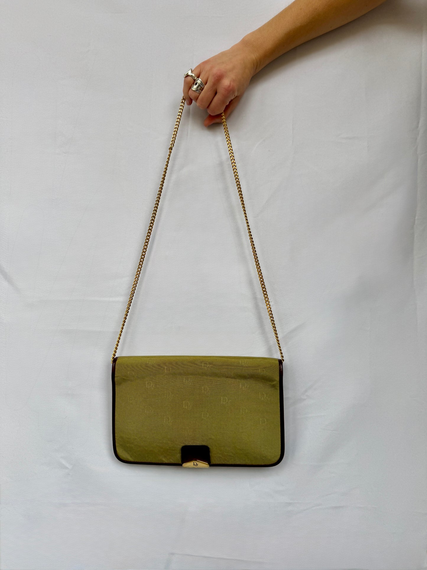 Christian Dior Olive Monogram Chain Flap Bag