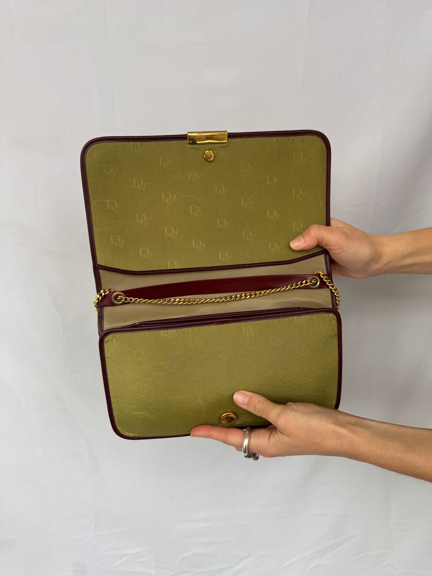 Christian Dior Olive Monogram Chain Flap Bag