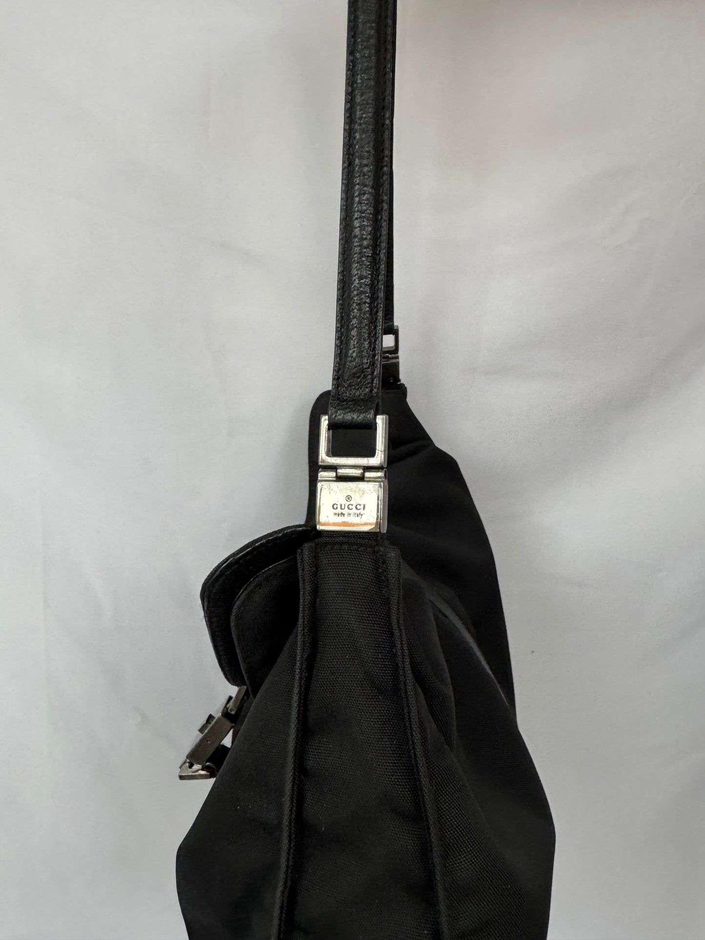 Gucci Jackie Black Nylon Bag with Leather Strap — Early 2000s