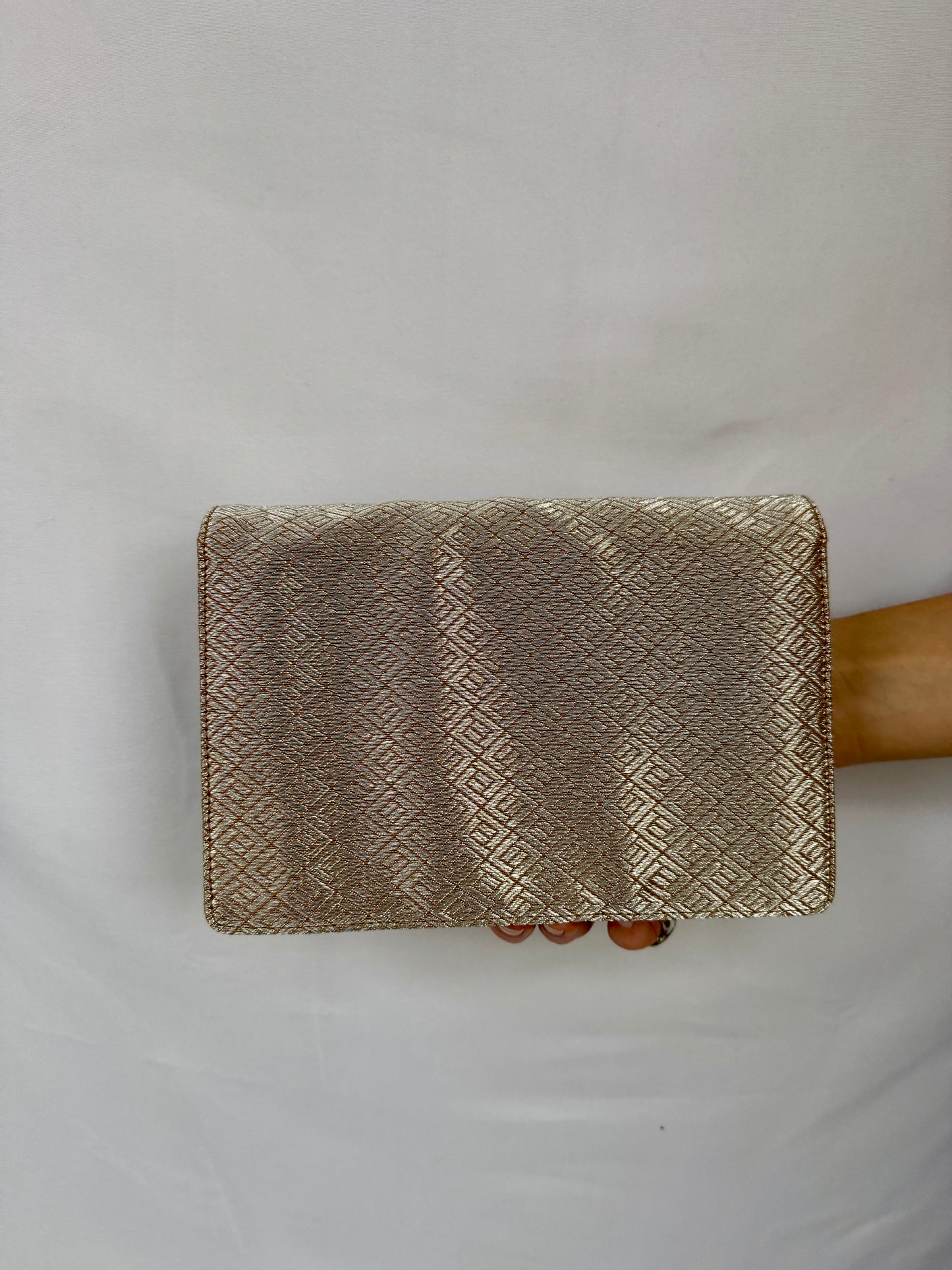 Bottega Veneta Silver Metallic Envelope Clutch — Mid 2000s / Early 2010s