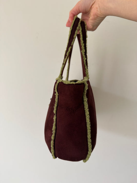 Chanel Shearling-Trim Suede Shoulder Bag — 1990s