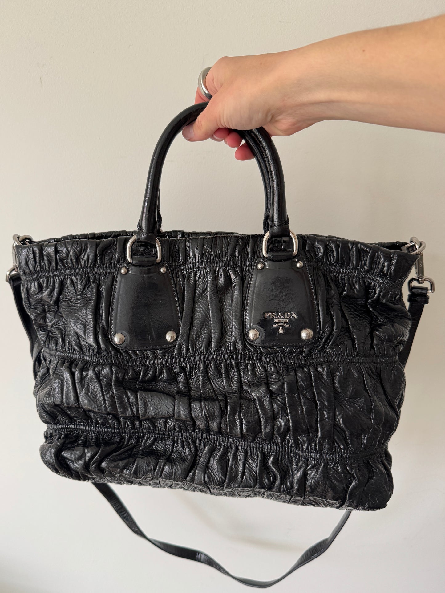 Prada Vernice Gaufre Tote — Early 2000s