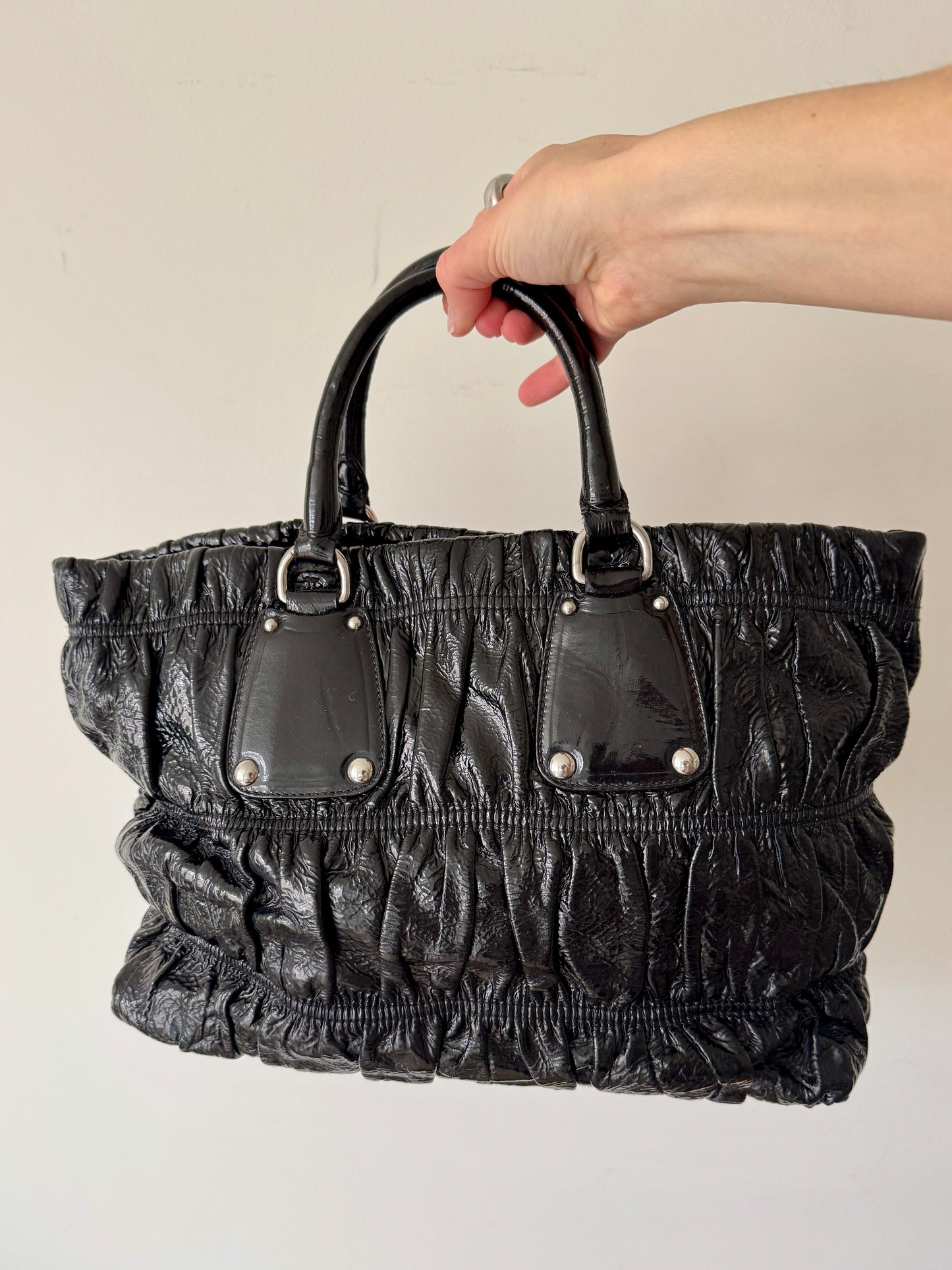 Prada Vernice Gaufre Tote — Early 2000s