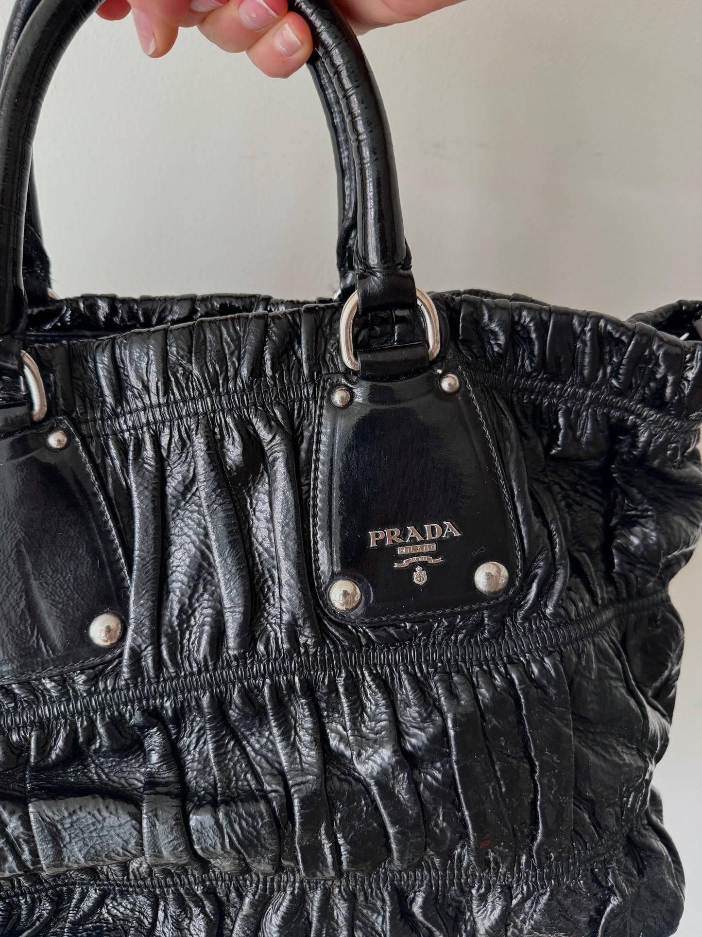 Prada Vernice Gaufre Tote — Early 2000s