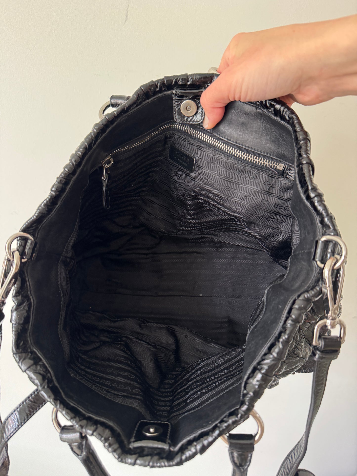 Prada Vernice Gaufre Tote — Early 2000s