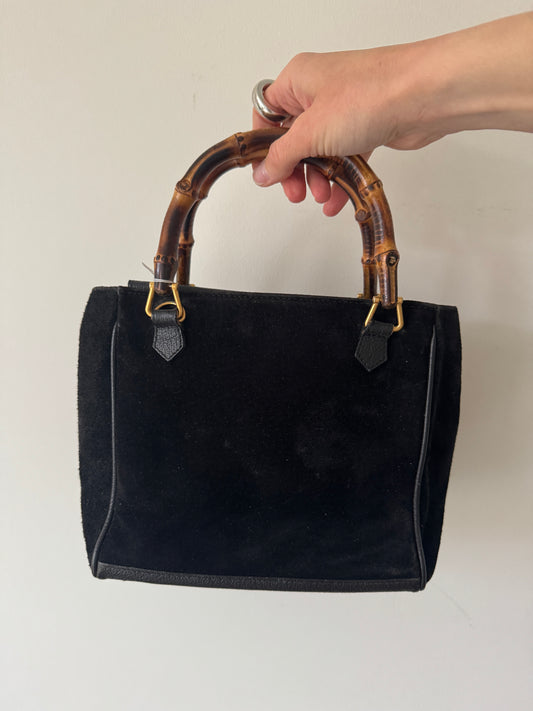Gucci Bamboo Handle Suede Bag — Late 90s / Early 2000s