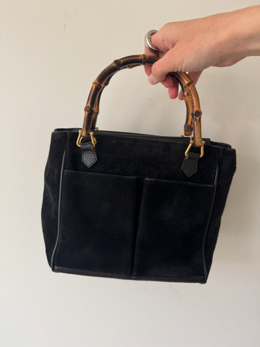 Gucci Bamboo Handle Suede Bag — Late 90s / Early 2000s