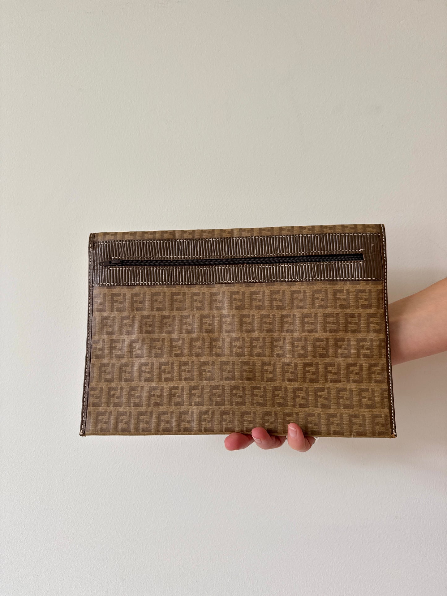 Fendi Zucca Monogram Envelope Clutch - Late 1980s