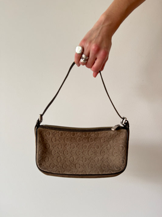Céline Suede Macadam Monogram Shoulder Bag — Early 2000s