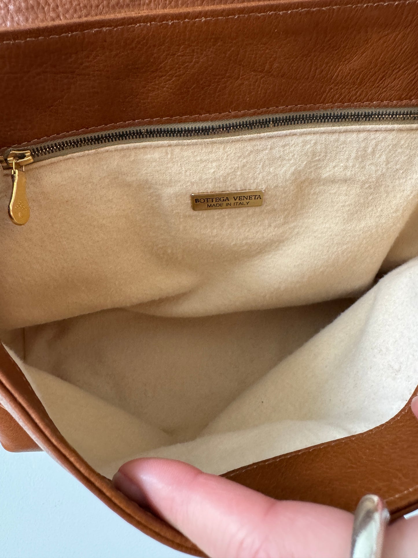 Bottega Veneta Cognac Leather Top Handle Bag — Late 1980s