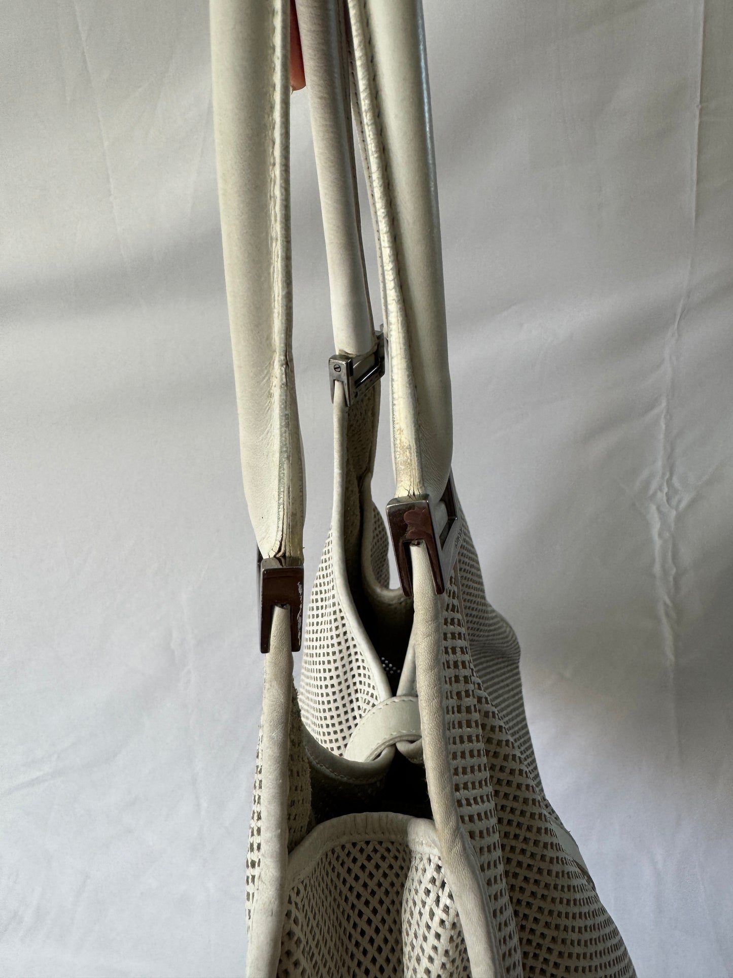 Gucci Jackie Perforated White Shoulder Bag