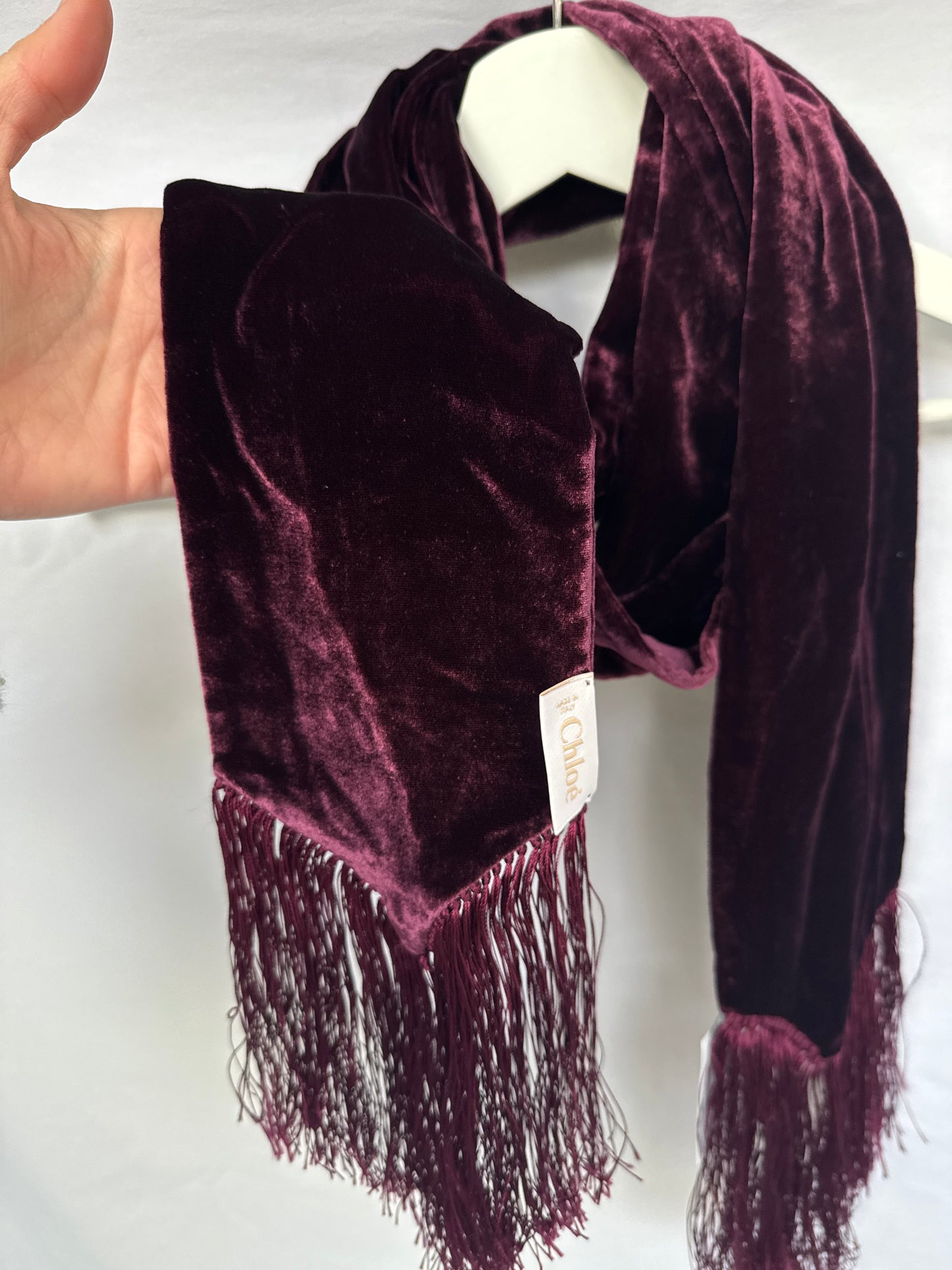 Chloé Velvet Fringe Scarf — 2010s
