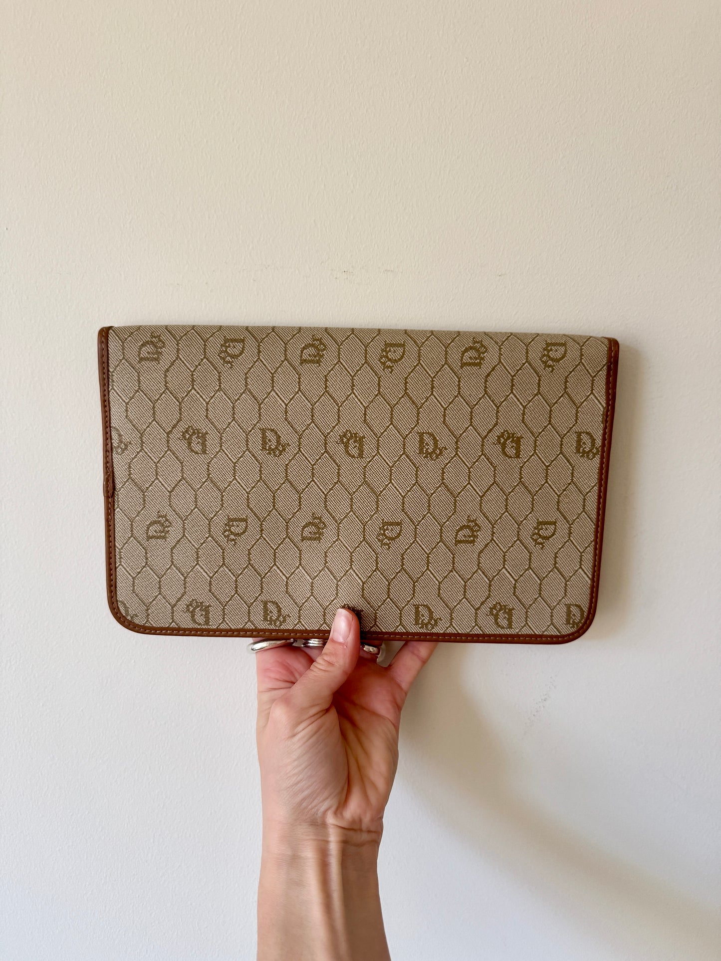 Christian Dior Honeycomb Coated Canvas Clutch — Late 1970s to Early 1980s