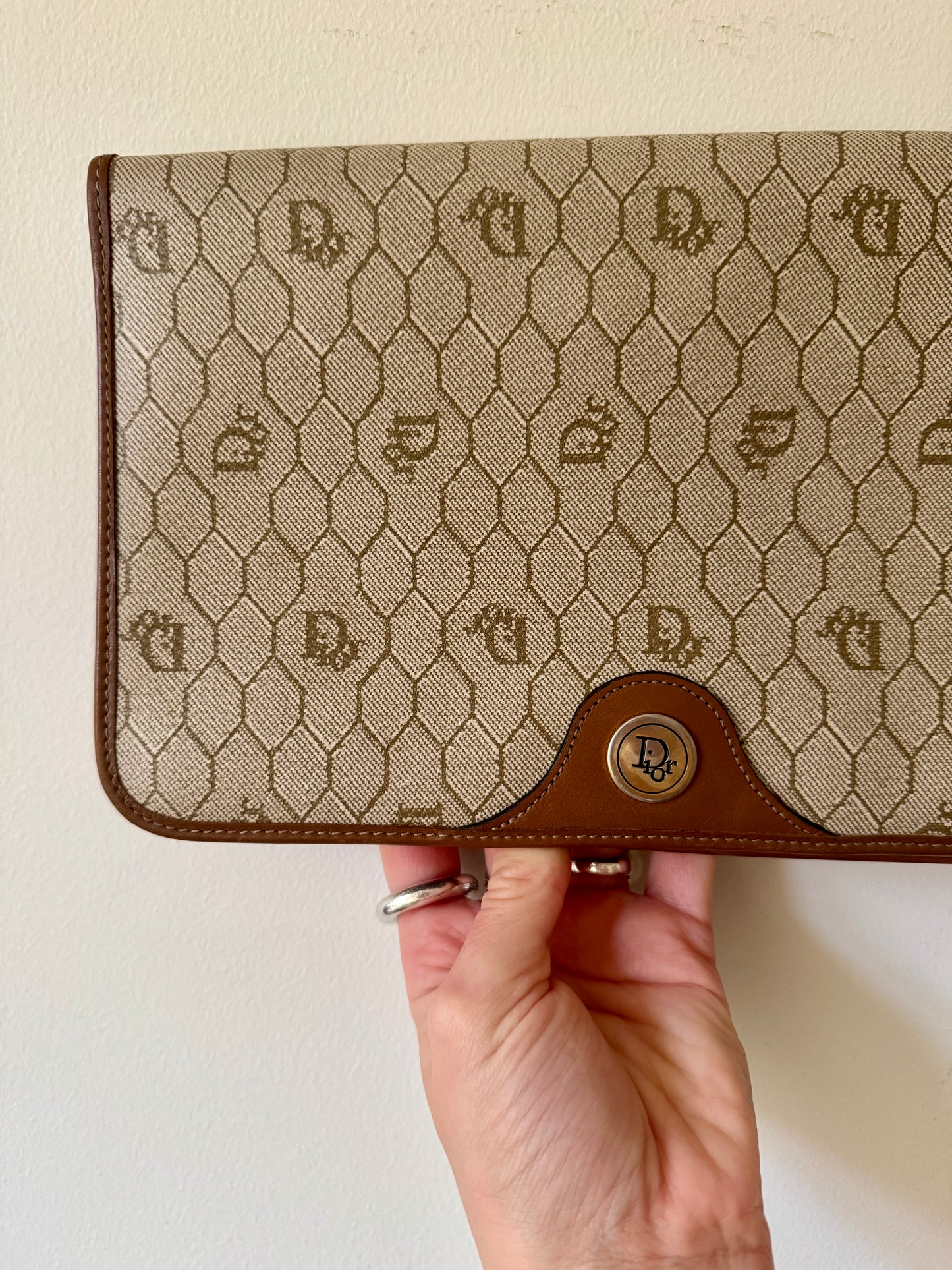 Christian Dior Honeycomb Coated Canvas Clutch — Late 1970s to Early 1980s