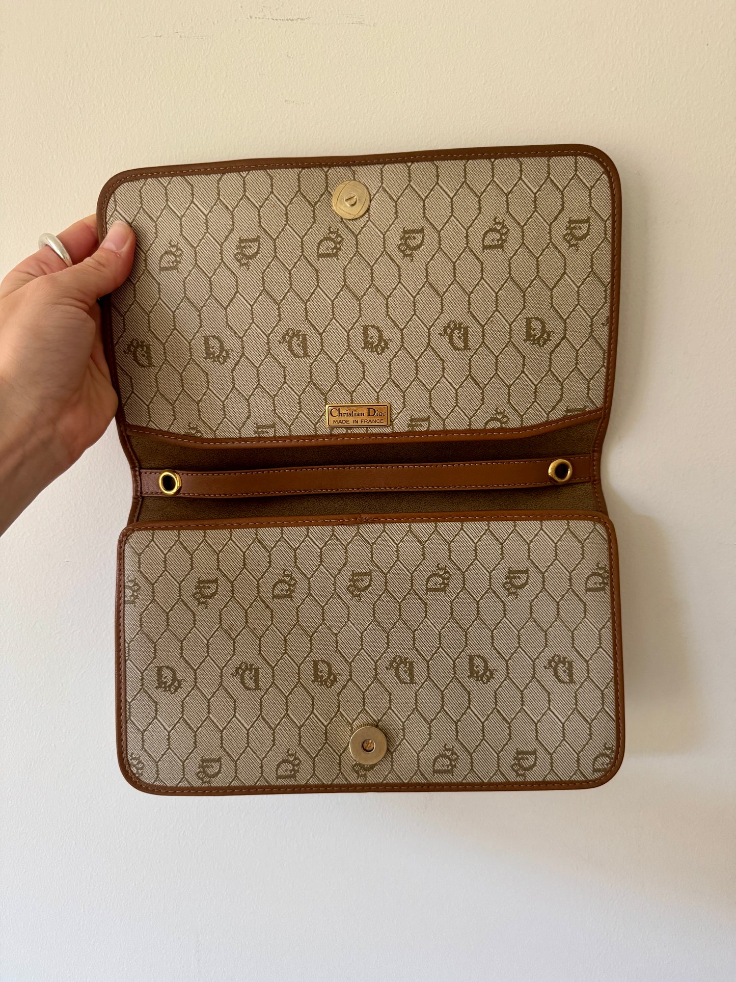 Christian Dior Honeycomb Coated Canvas Clutch — Late 1970s to Early 1980s