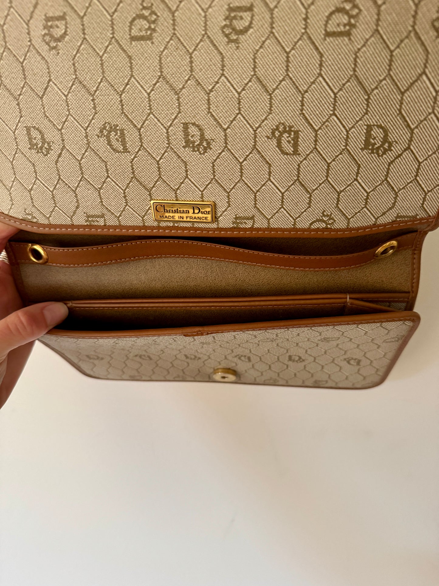 Christian Dior Honeycomb Coated Canvas Clutch — Late 1970s to Early 1980s