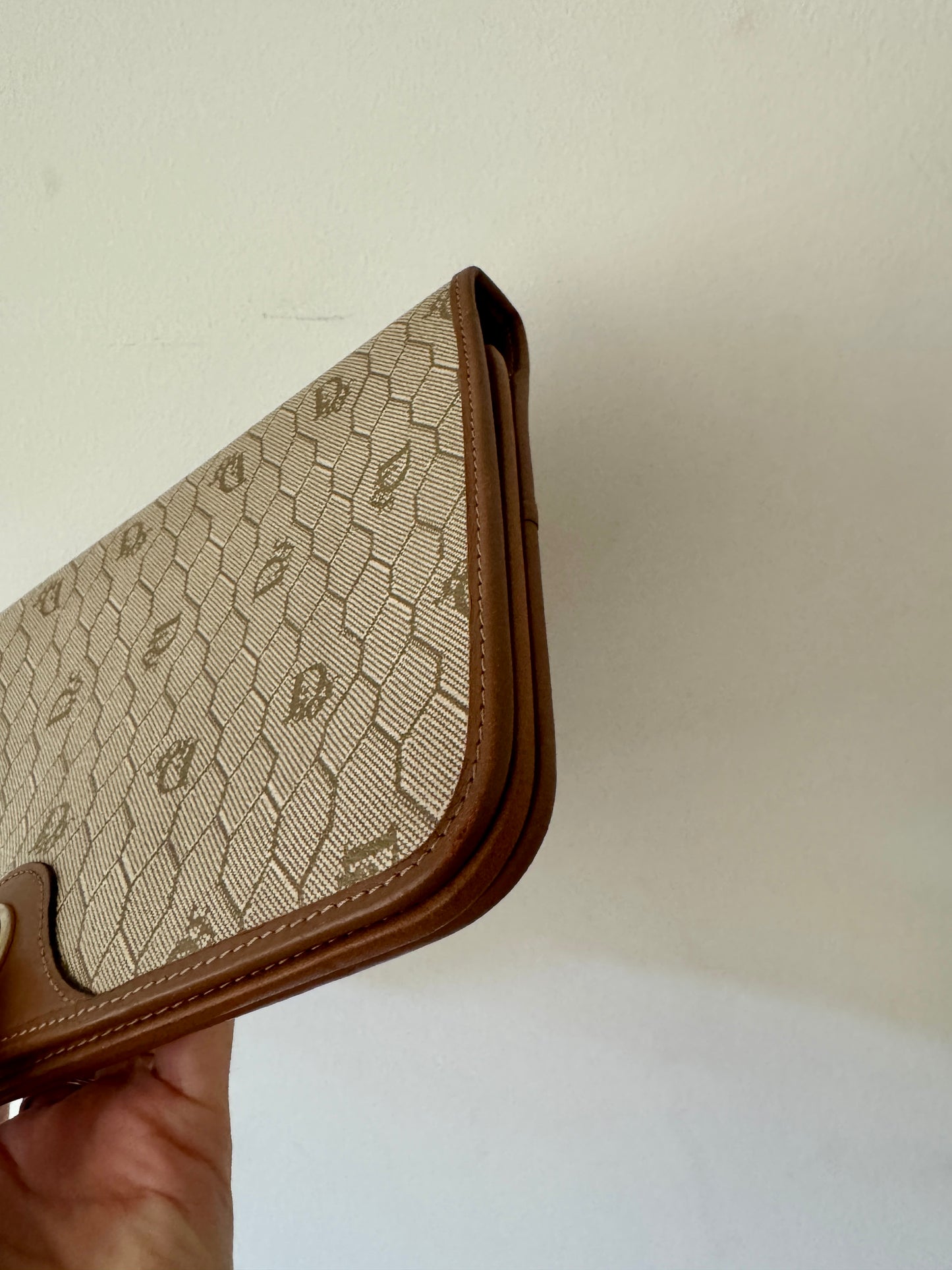 Christian Dior Honeycomb Coated Canvas Clutch — Late 1970s to Early 1980s