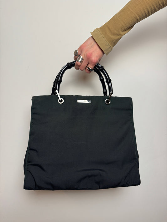 Gucci Two-Tone Bamboo Top-Handle Tote — Early 2000s