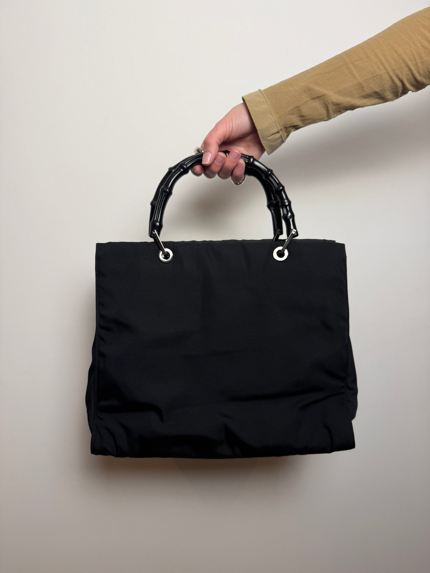 Gucci Two-Tone Bamboo Top-Handle Tote — Early 2000s