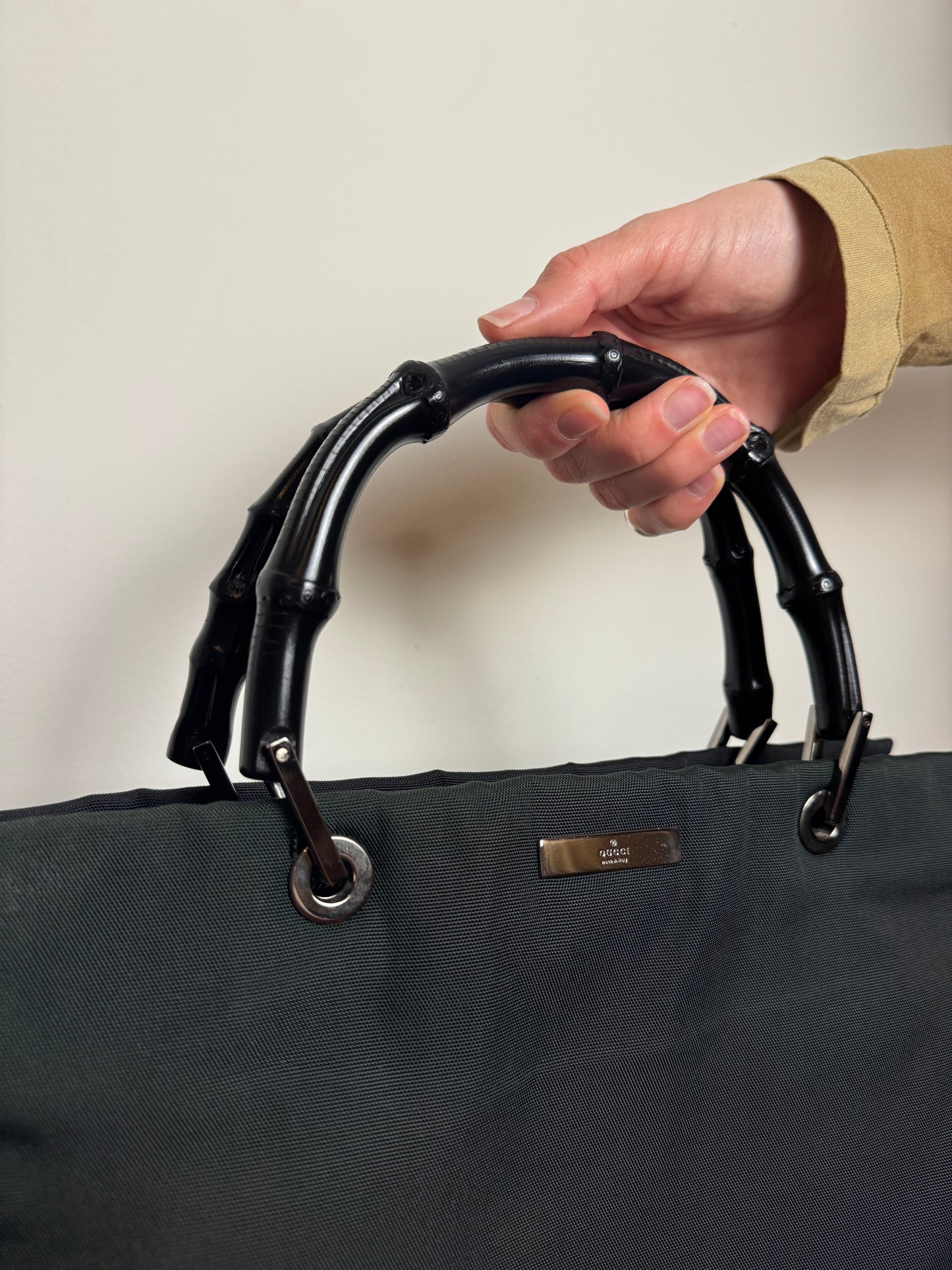 Gucci Two-Tone Bamboo Top-Handle Tote — Early 2000s