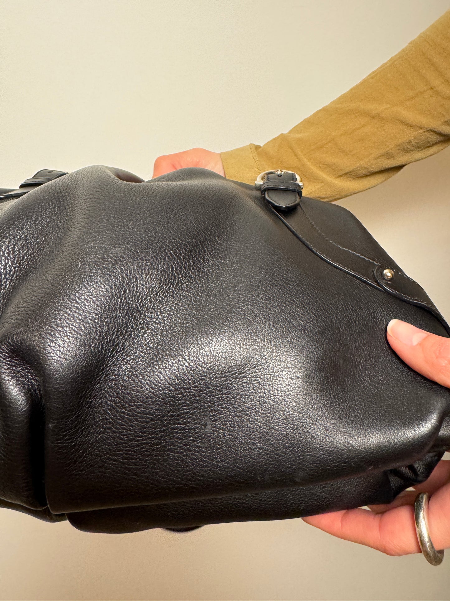 Salvatore Ferragamo Black Leather Shoulder Bag — Early 2000s