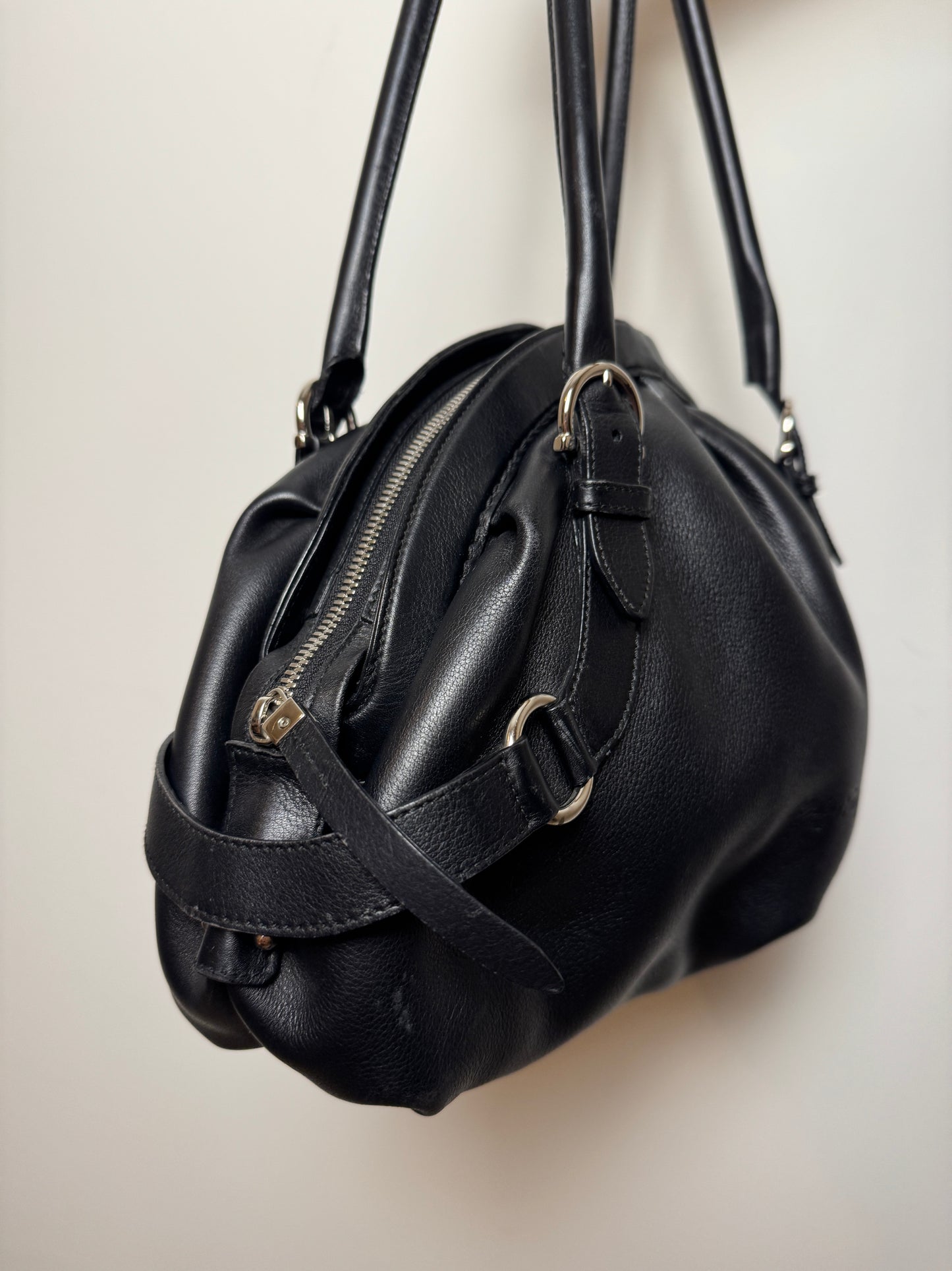 Salvatore Ferragamo Black Leather Shoulder Bag — Early 2000s