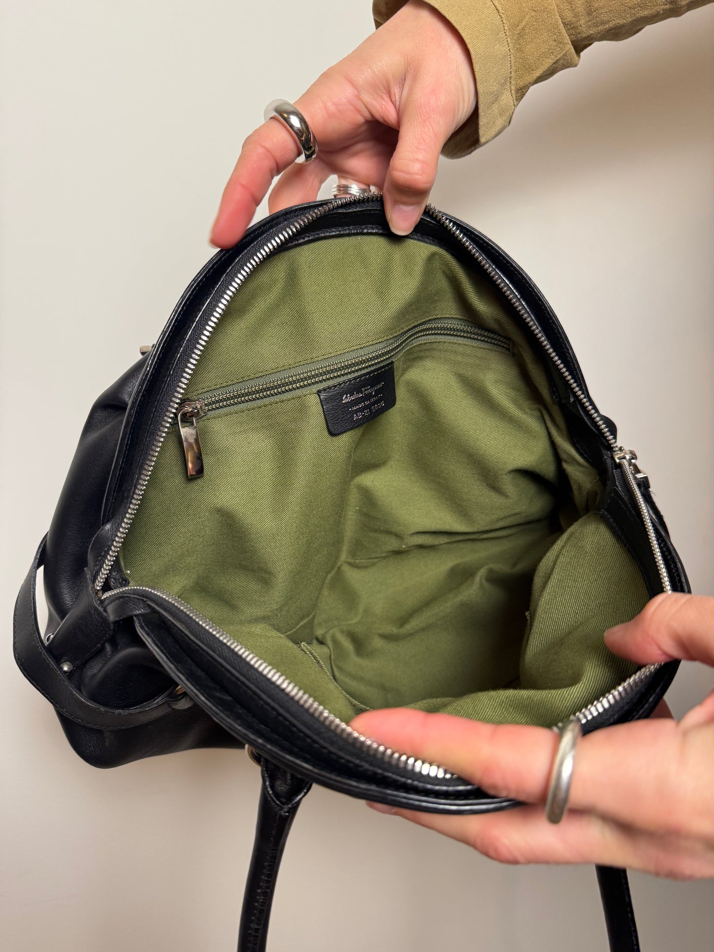 Salvatore Ferragamo Black Leather Shoulder Bag — Early 2000s