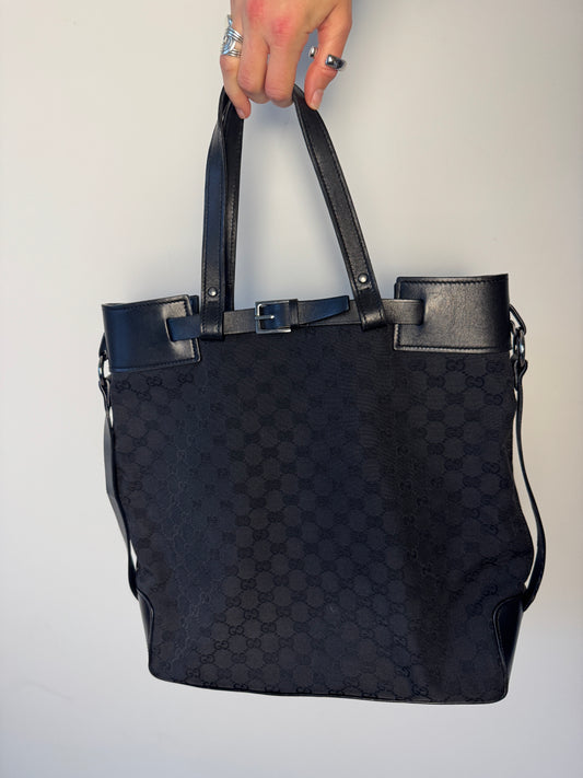 Gucci GG Canvas & Leather Tote — Early 2000s