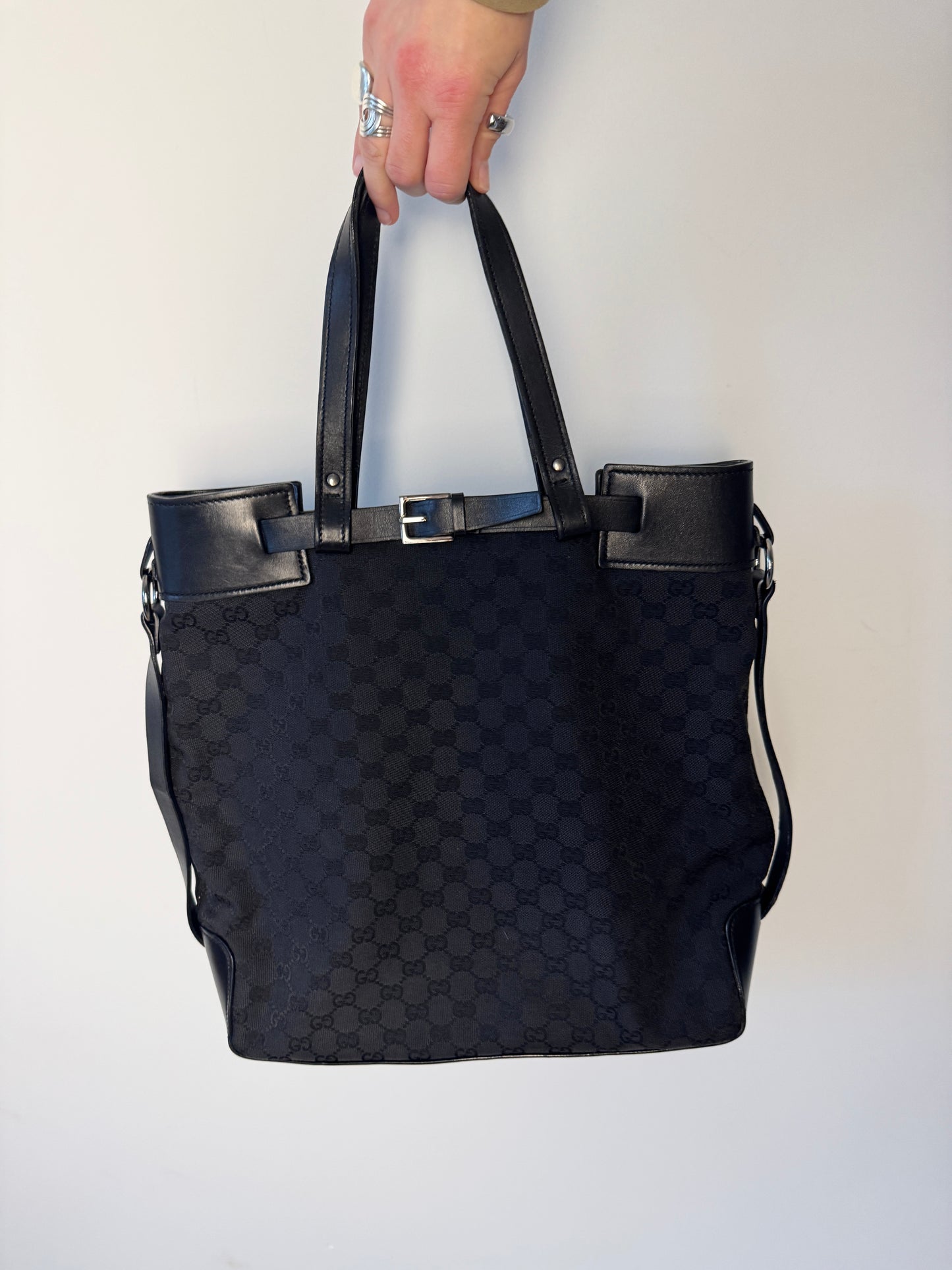 Gucci GG Canvas & Leather Tote — Early 2000s